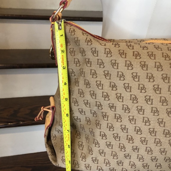Vintage Dooney Bourke Brown Jacquard Monogram Top Zipper Hobo Shoulder Bag NWOT - Picture 13 of 15